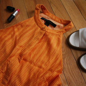 Sunny Orange Halter Dress